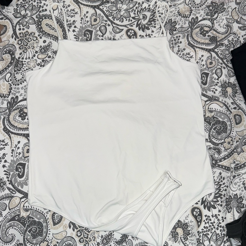Calvin Klein Jeans White Bodysuit Sleeveless Minimalist Size Medium